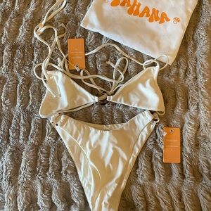 NWT Lahana Swim Heat Wave Structured Ring Top & High Cut Bottom
